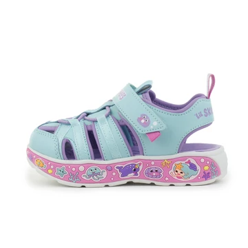 Skechers Play Scene Splash - Cute Crew gyerekszandál lányoknak türkizkék és levendula színben tengeri állatokkal 21