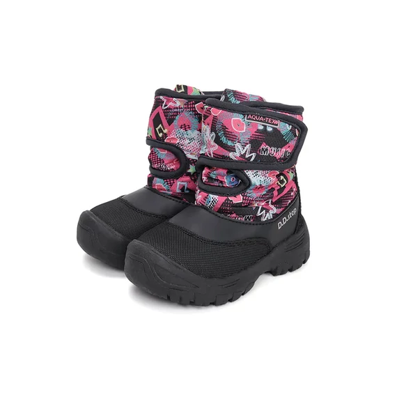 DD Step - Aqua-Tex - vizallo - teli - belelt - gyerekcsizma - hotaposo - lany - fekete - pink