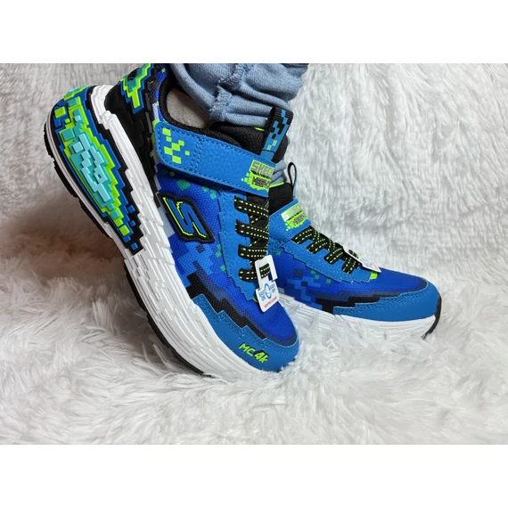 Skechers Mega-Craft 4K - gyerekcipo - fiu - kek - lime - pixeles
