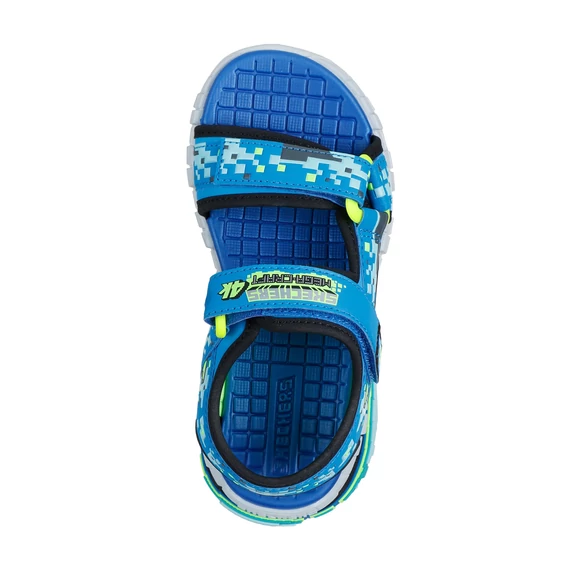 Skechers Mega-Splash 4K - gyerekszandal - fiu - pixel - fekete - kek - lime