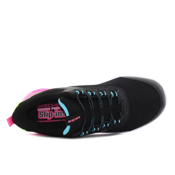 Skechers Slip-Ins - Microspec Max - Color Trifecta - gyerekcipo - lany - fekete - pink