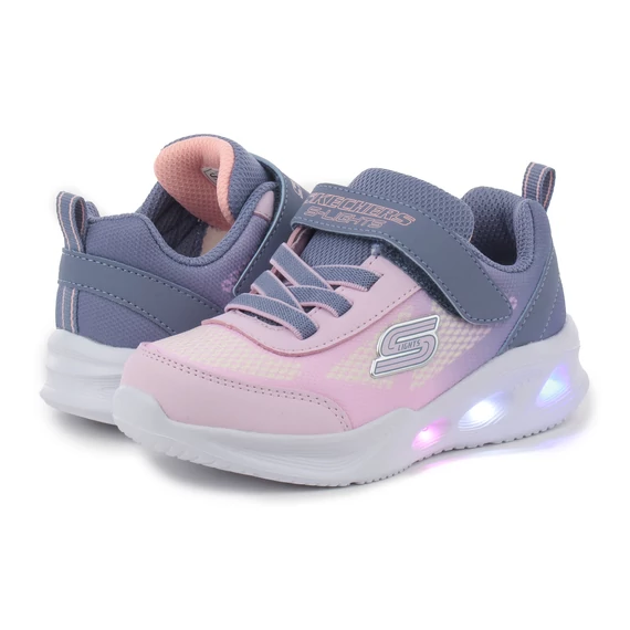 Skechers S-Lights: Sola Glow - Ombre Deluxe - vilagito - gyerekcipo - lany - rozsaszin - szurke 
