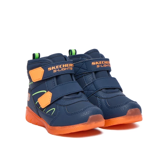 Skechers Illumi-Brights - vilagito - LED - gyerekcipo - gyerekbakancs - sotetkek - narancs - fiu - belelt